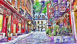 ArtXcl 057 old town cartoon-style