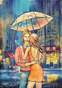 Arte 071 pair in rain embracing oil polyart