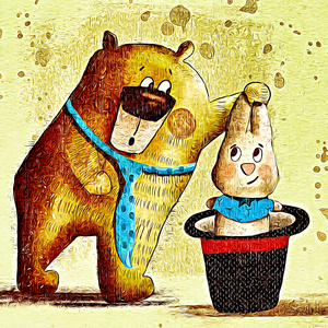 ArtXcl 064 rabbit bear drawing digitized