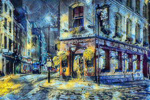 ArtXcl 060 Street corner at night impressionist-oil-paint-style