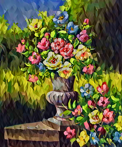 Arte 074 vased garden flowers oil polyart