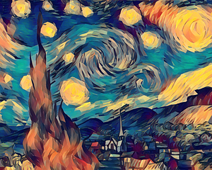 Arte 184 village sky vintage abstract