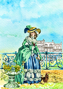 Arte 134 Women in Blue Vintage drawing oil-paint-style