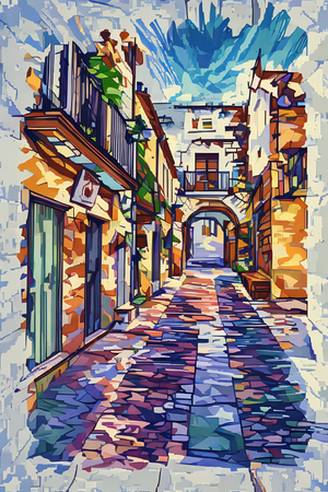 ArtXcl 041 narrow cobblestone street 
