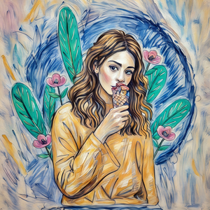 ArtXcl 171 woman with ice cream illustration 