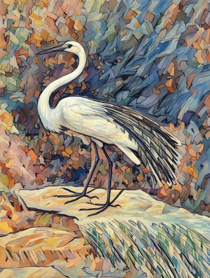 ArtXcl 172 white bird on rocks 