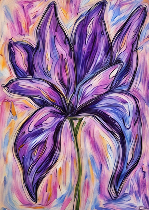 ArtXcl 213 flower purple drawing 