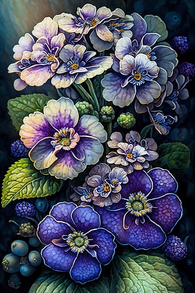 ArtXcl 158 flowers blue  Print