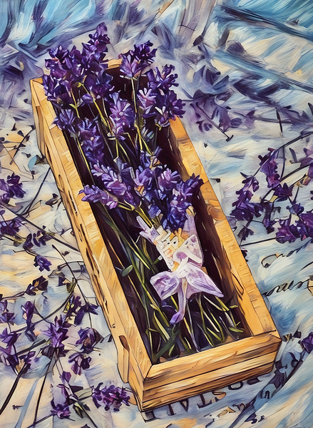 ArtXcl 228 lavender flowers wood case pastel styl Print