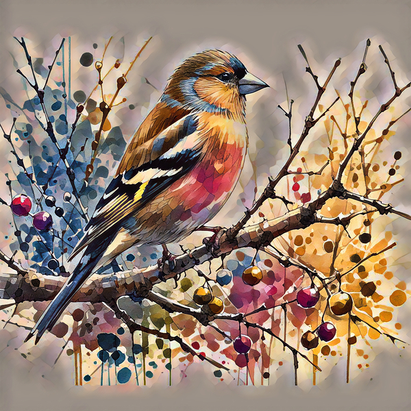 ArtXcl 128 Bird on branch oil style Print