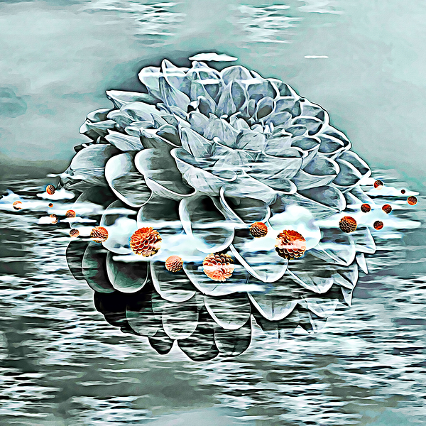 Arte 152 Dahlias in water oil-paint-style Print