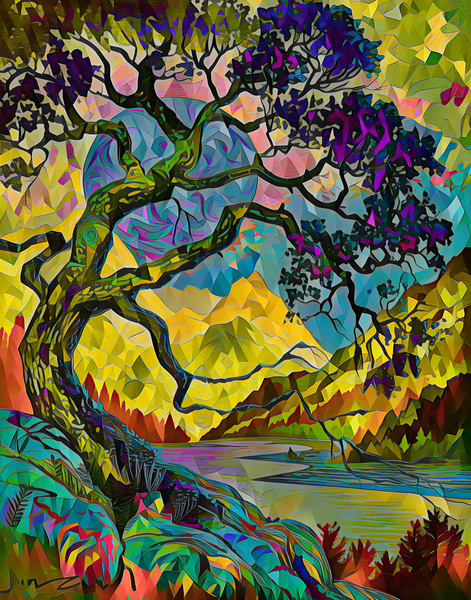Arte 053 twisted tree polyart Print