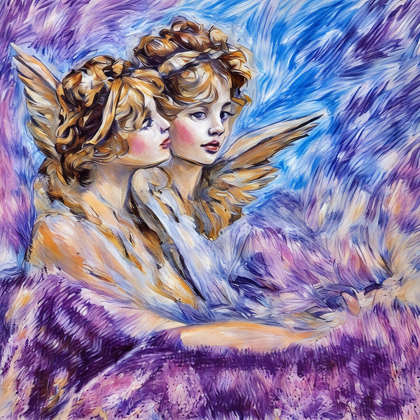 ArtXcl 178 two girls Vintage painting Print