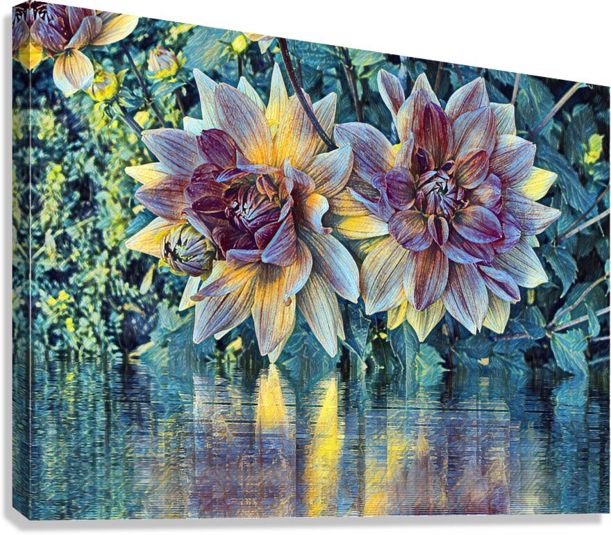 ArtXcl 147 Dahlias Flowers impressionist-paint-style Canvas Print