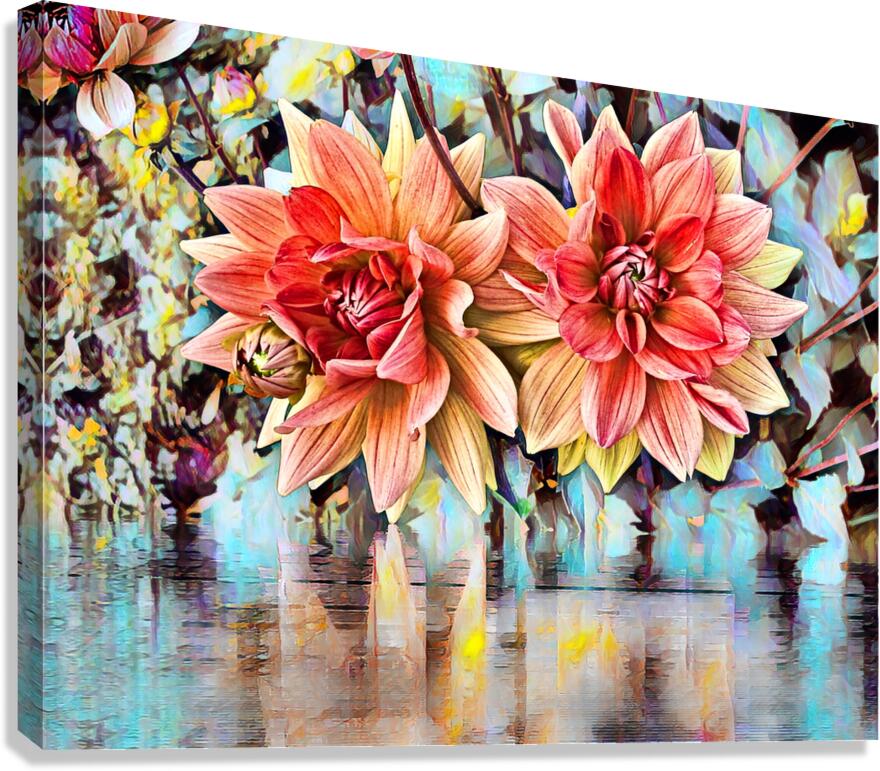 Arte 146 Dahlias Flowers oilpaint-paint-style Canvas Print