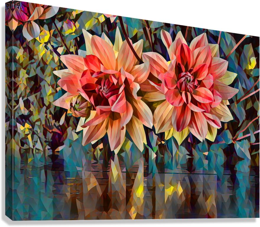 Arte 148 Dahlias Flowers polyart-paint-style Canvas Print