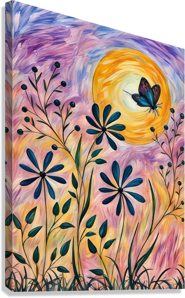 ArtXcl 210 flower butterfly drawing  Canvas Print