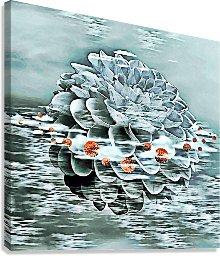 Arte 152 Dahlias in water oil-paint-style Canvas Print