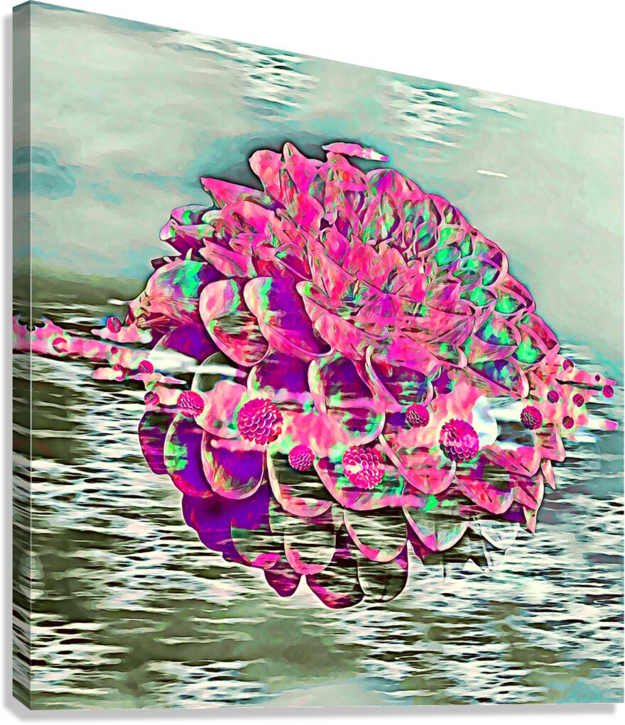 Arte 153 Dahlias in water impressionist-paint-style Canvas Print
