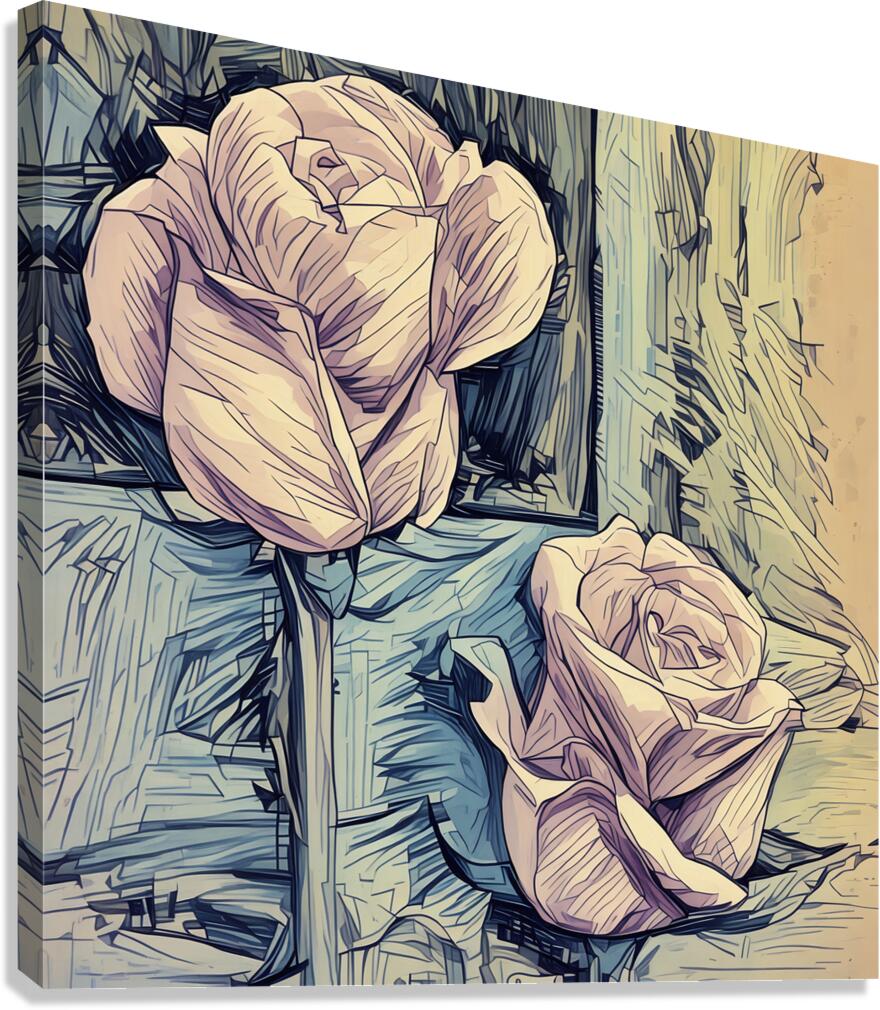 Arte 048 White roses Abstract Painting Canvas Print