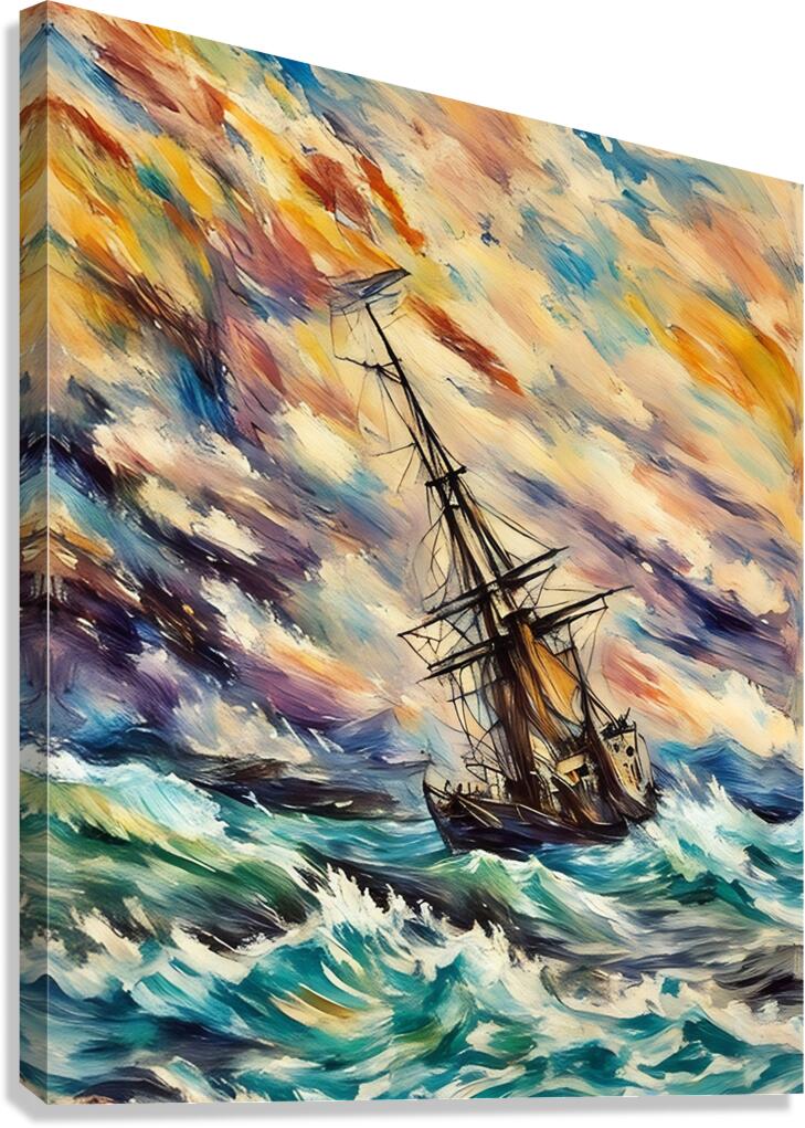 ArtXcl  025 Ship in the Stormy Sea 1887 By Aivazovsk Canvas Print