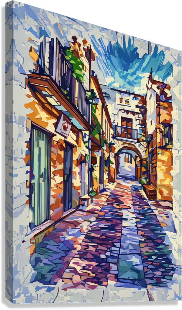 ArtXcl 041 narrow cobblestone street  Canvas Print