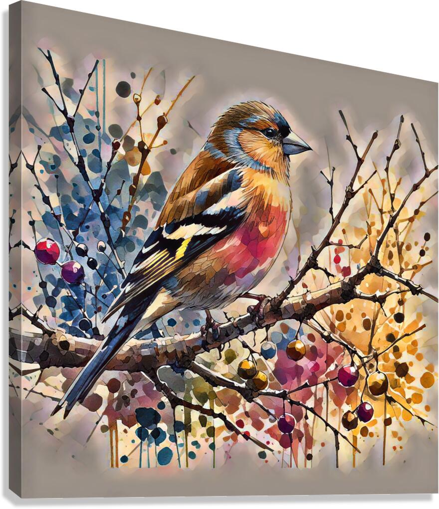ArtXcl 128 Bird on branch oil style Canvas Print