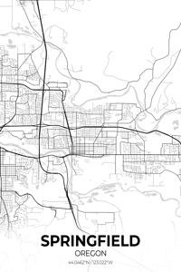Springfield Oregon City Map Print