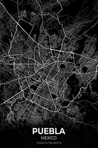 Puebla Mexico City Map Print