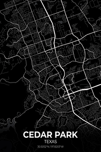 Cedar Park Texas City Map Print