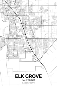 Elk Grove California City Map Print