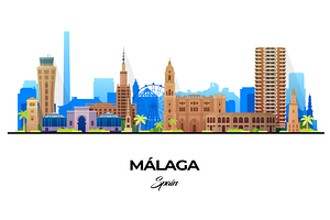 Malaga Spain City Skyline Print