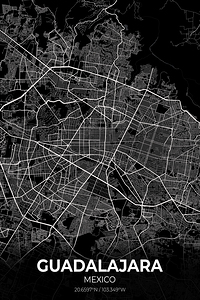 Guadalajar Mexico City Map Print