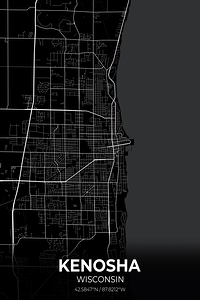 Kenosha Wisconsin City Map Print