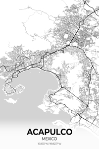 Acapulco Mexico City Map Print