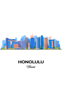Honolulu Hawaii City Skyline Print