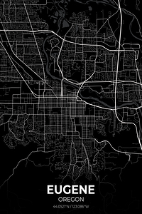 Eugene Oregon City Map Print