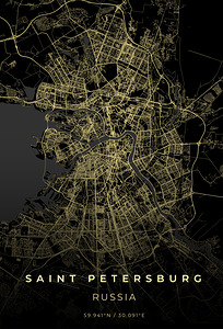 Saint Petersburg Russia City Map Print