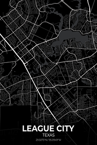 League City Texas City Map Print