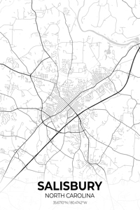 Salisbury North Carolina City Map Print