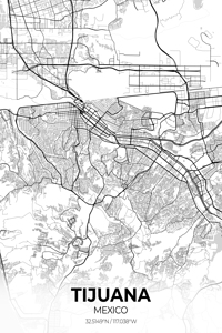 Tijuana Mexico City Map Print