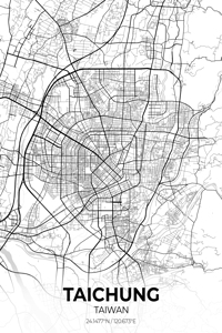 Taichung Taiwan City Map Print