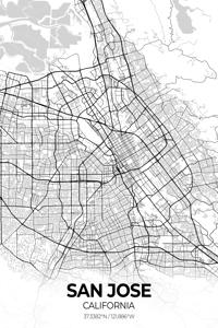 San Jose California City Map Print