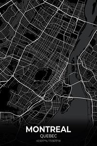 Montreal Quebec City Map Print