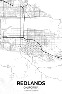 Redlands California City Map Print