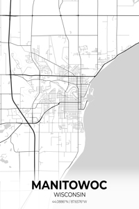 Manitowoc Wisconsin City Map Print