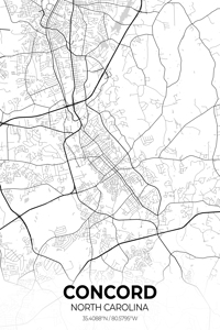 Concord North Carolina City Map Print