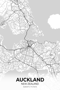 Auckland New Zealand Map Print