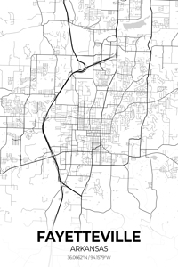 Fayetteville Arkansas City Map Print