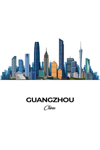 Guangzhou China City Skyline Print